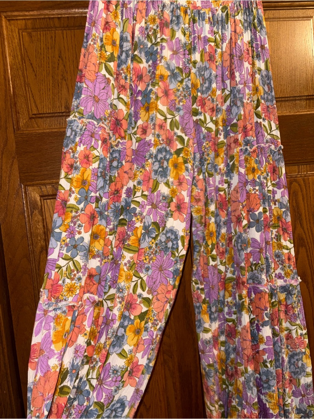 Angie Wide Leg Floral Pants in Pink, Purple, Yellow, Blue - Picture 2 of 2